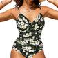 S - XXL Sexy Wrinkled One Piece Swimsuit Women Swimwear Female Monokini Swimsuits 2024 Bathing Suit Swim Beach Wear Bodysuit C247WhiteFloral