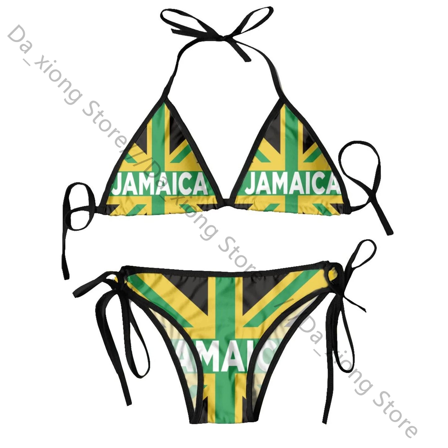 Sexy Bikini Women Swimsuit Two Piece Swimwear Jamaica Flag Bathing Suit Beachwear Pink One Size