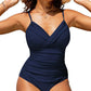 S - XXL Sexy Wrinkled One Piece Swimsuit Women Swimwear Female Monokini Swimsuits 2024 Bathing Suit Swim Beach Wear Bodysuit C247DarkBlue