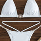 White Sexy Crystal Chain Micro Thong String Halter High Cut Triangle Top Bathing Suit