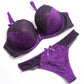 Thin Cotthon Padded Brand Breathable Push Up Cotton Bra Set for Women Large Big Bust 75 80 85 90 95 C D E F Cup Bra Lingerie B3- purple One Size