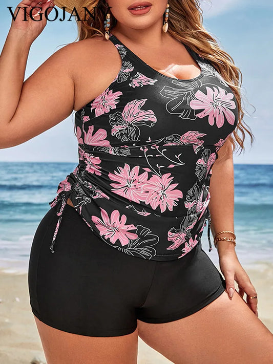 VigoJany 2024 Print High Waist Plus Size Bikini Women Strapped Push Up Swimsuit Backless Cross Bathing Suit Summer Bitchwear