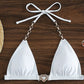 White Sexy Crystal Chain Micro Thong String Halter High Cut Triangle Top Bathing Suit