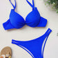 Bikini Set Sexy Red Push Up Swimsuits Women 2024 Mujer Swimwear Ruched High Cut Bathing Suit Biquinis Underwire Bikini Bathers Blue