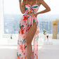 3 Pieces Floral Print Knot Front Bikinis 2024 Women Ruffle Swimwear Female High Waist Swimsuit With Beach Skirt Bathing Suit Pink