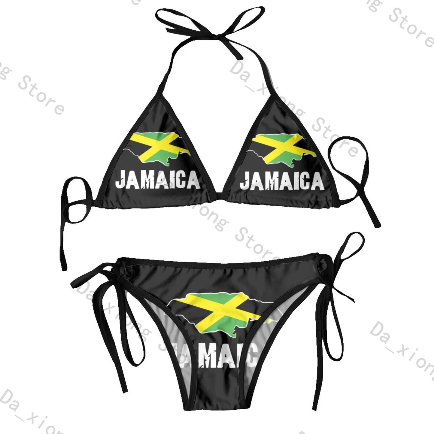 Sexy Bikini Women Swimsuit Two Piece Swimwear Jamaica Flag Bathing Suit Beachwear 3 One Size