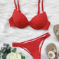 Bikini Set Sexy Red Push Up Swimsuits Women 2024 Mujer Swimwear Ruched High Cut Bathing Suit Biquinis Underwire Bikini Bathers