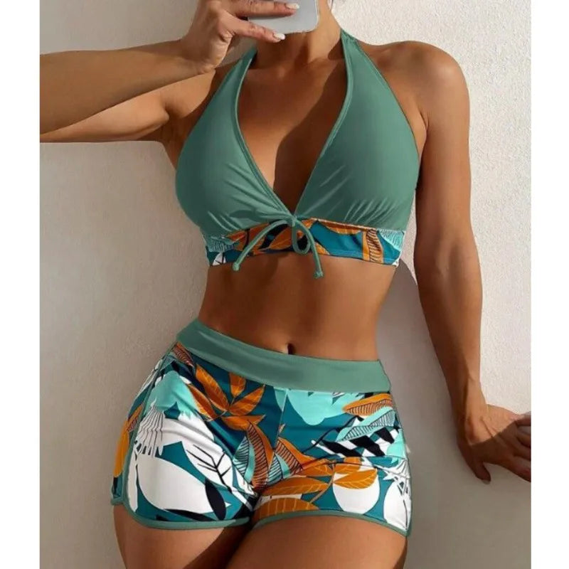 Print Large Swimsuits Plus Size Tankini Sets Female Swimwear Beach Wear Two-Piece Bathing Suit Sports Pool Women Swimming Suits