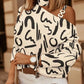 Sexy Off Shoulder Halter Neck Long Sleeve Fashion Print Casual Loose Elegant Office Top