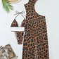 Sexy 3 Pieces Bikini Set 2024 Women Cut Out Side Cover Up Dress Leopard Swimsuit Lace Up Triangle Swimwear Female Swimming Suit