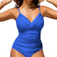 S - XXL Sexy Wrinkled One Piece Swimsuit Women Swimwear Female Monokini Swimsuits 2024 Bathing Suit Swim Beach Wear Bodysuit C247Blue