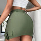 Sexy and Slim2024 Summer Short Skirt Pocket Design Casual Cargo Skirt Strap Solid Color High Waist A-Line Army Green Mini Dress