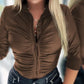 Trendy Fashion Plain Leather Button Down Casual Long Sleeve Skinny Shirt B