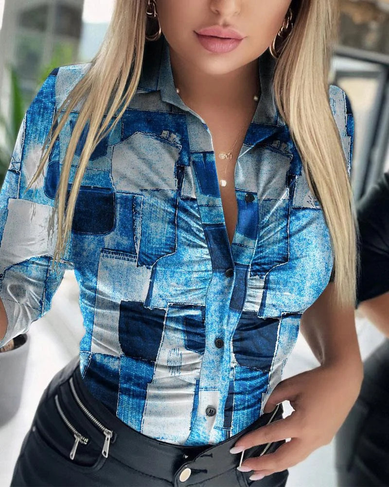 Women Solid Pu Leather Blouses 2023 New Spring Autumn Turn-Down Collar Button Shirts Ladies Casual Ruched Long Sleeve Blouse