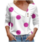 Elegant Polka Dot Fashion Skew Collar Print Long Sleeve Casual Harajuku Top Rose