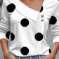 Women's Blouse Elegant Polka Dots T-shirt Spring Summer Fashion Skew Collar Print Long Sleeve Casual Harajuku Tops Female