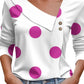 Elegant Polka Dot Fashion Skew Collar Print Long Sleeve Casual Harajuku Top