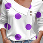 Elegant Polka Dot Fashion Skew Collar Print Long Sleeve Casual Harajuku Top