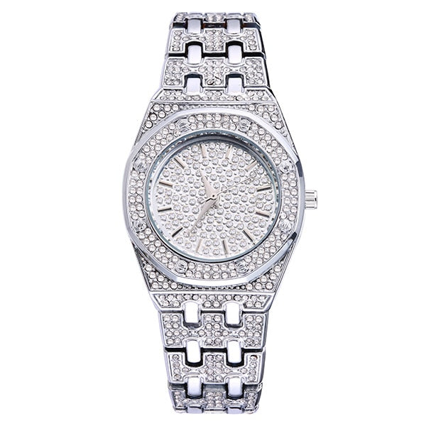 2528 Casual Fashion Waterproof Steel and Diamond Quartz Wrist Watch 2528-S