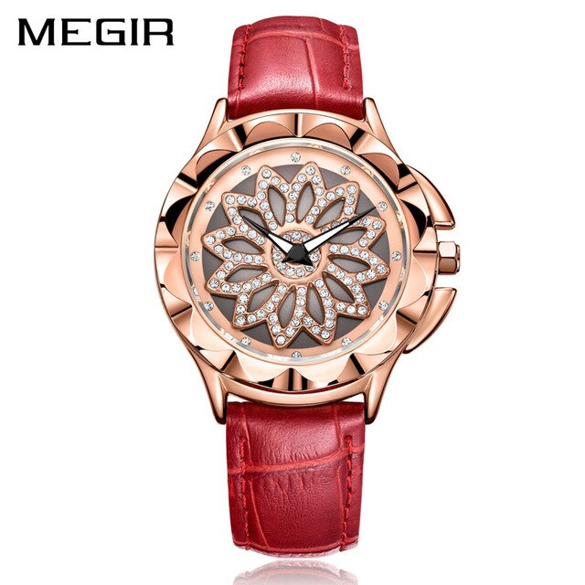 Fashion Rotated Dial Luxury Quartz Wrist Watch Red