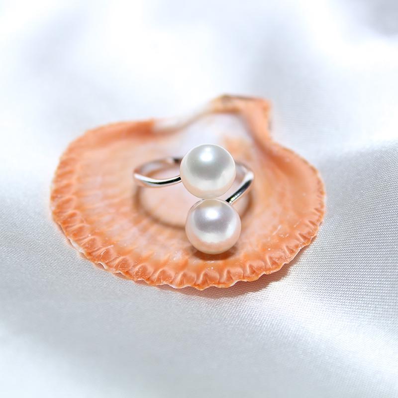 YIKALAISI Pearl Ring Jewelry 925 Sterling Silver Wedding Rings For Women