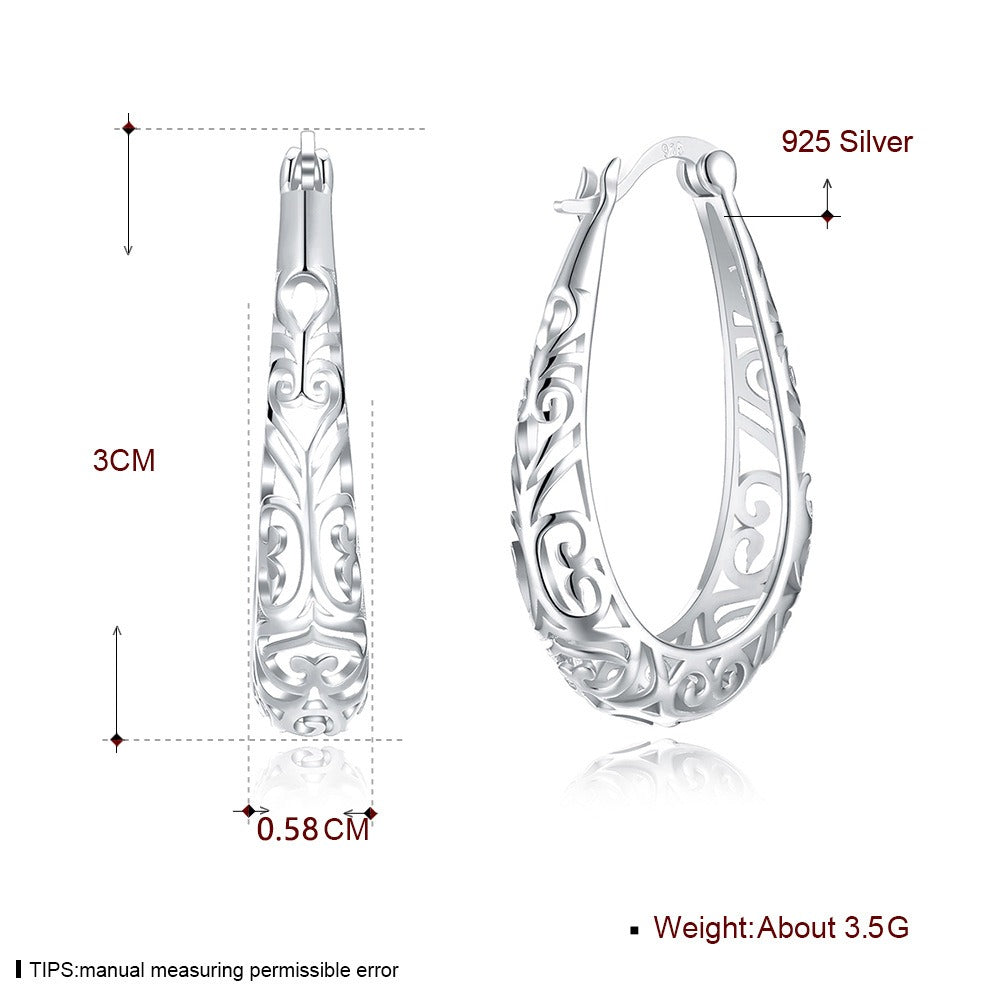 S925 Earring Antique Hollow out Sterling Silver Earring Jewelry