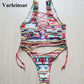 African Sexy Multi Color Laced Up Two Piece Bikini 05-M