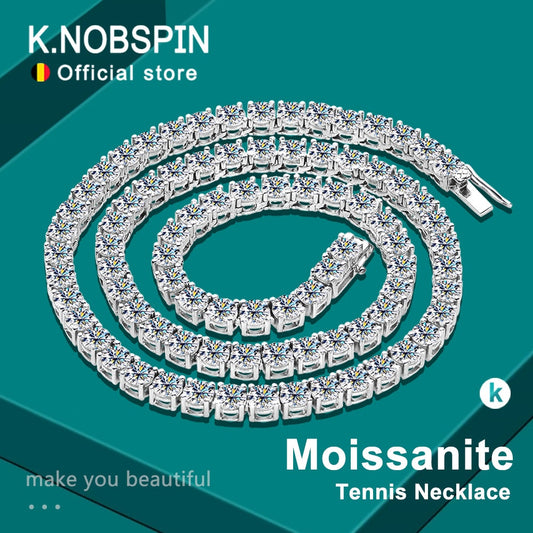 D Color Moissanite Tennis Necklace 5mm