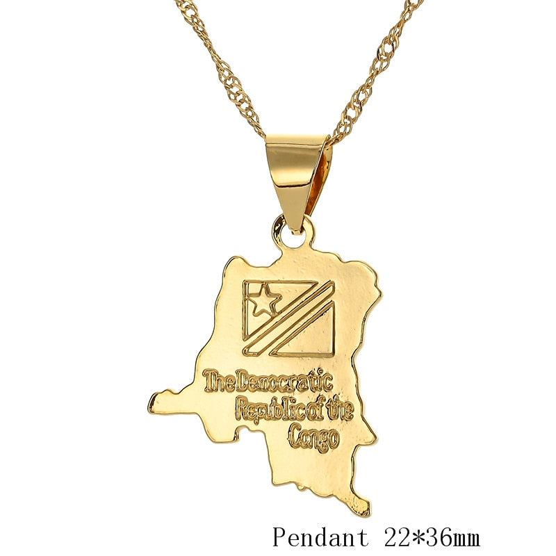 Africa Map Pendant Necklace Gold Chain Necklace style 6 Overseas