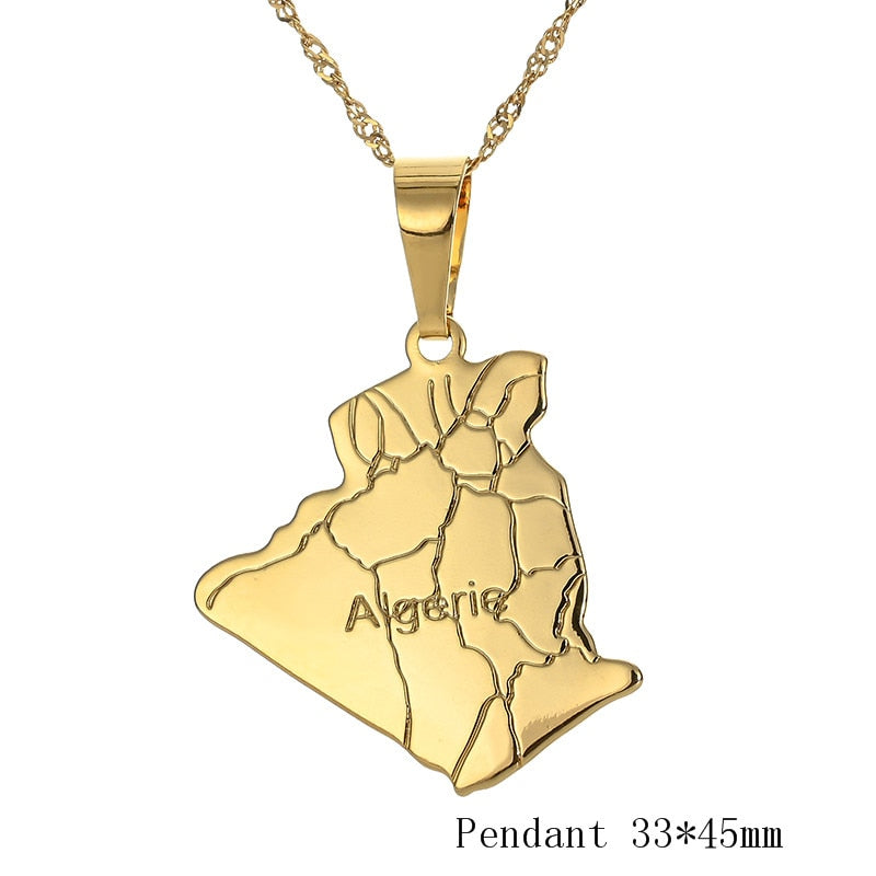 Africa Map Pendant Necklace Gold Chain Necklace style 5 Overseas