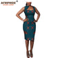 African Bodycon Dresses Sleeveless Collar Wax Cotton Clothing 521 XXS