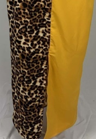 African Print Leopard Abaya Bazin Long Dress