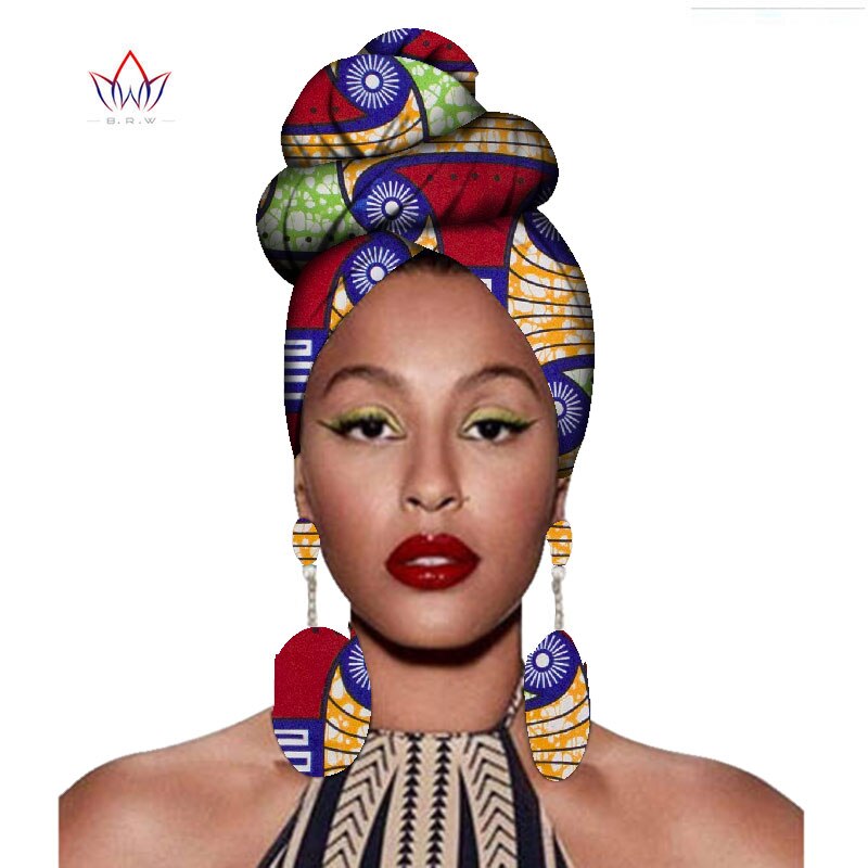 African Headtie Print Ankara Wax Fabric Pure Cotton Headwear 6418 One Size
