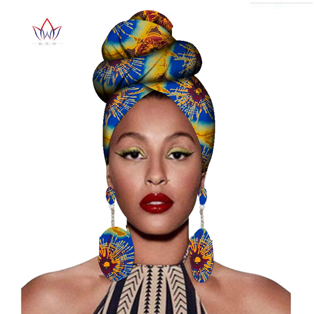 African Headtie Print Ankara Wax Fabric Pure Cotton Headwear 1329 One Size