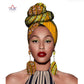 African Headtie Print Ankara Wax Fabric Pure Cotton Headwear 6401 One Size