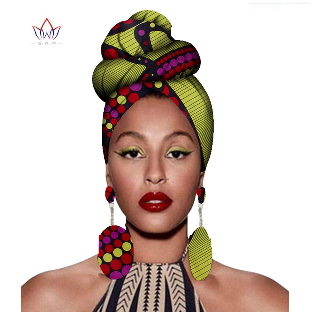 African Headtie Print Ankara Wax Fabric Pure Cotton Headwear 1239 One Size