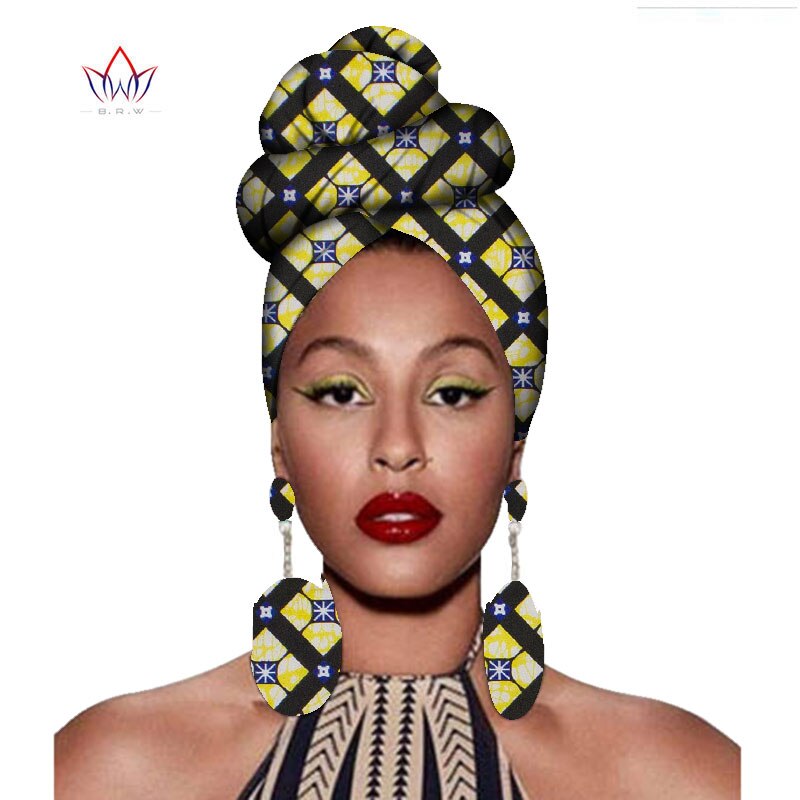 African Headtie Print Ankara Wax Fabric Pure Cotton Headwear 6395 One Size