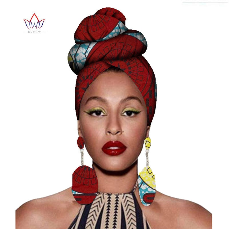 African Headtie Print Ankara Wax Fabric Pure Cotton Headwear 1051 One Size