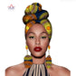 African Headtie Print Ankara Wax Fabric Pure Cotton Headwear 1403 One Size