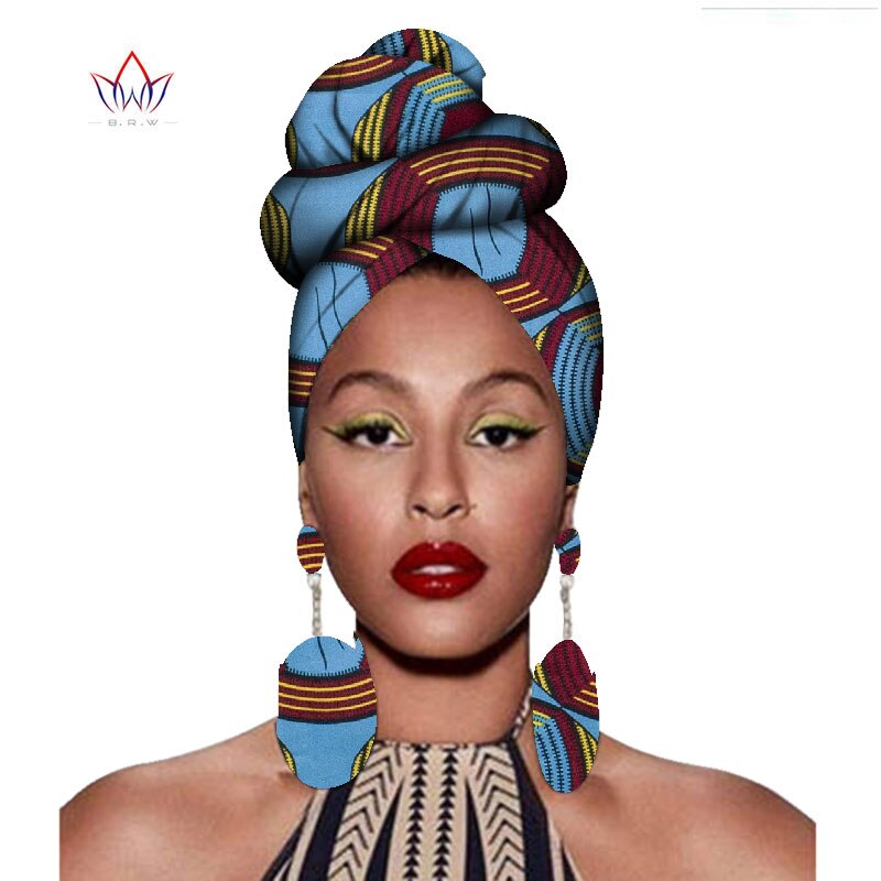 African Headtie Print Ankara Wax Fabric Pure Cotton Headwear 6404 One Size
