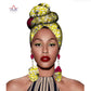 African Headtie Print Ankara Wax Fabric Pure Cotton Headwear 6376 One Size