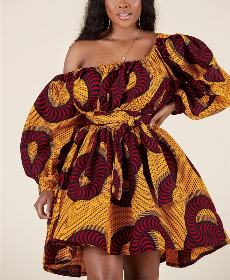 off the shoulder dashiki dress Tropical Dashiki Print Off Shoulder Dress TH356 White / One Size Fits Most