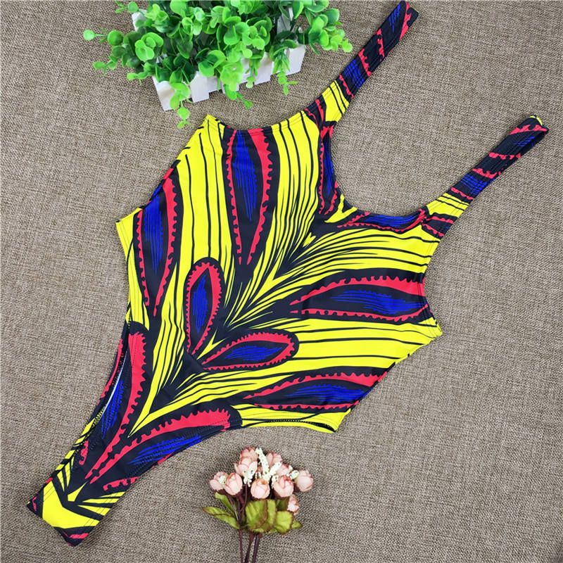 African Style One Piece Kente Bodysuit Swimwear 18084A