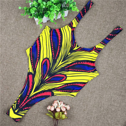 African Style One Piece Kente Bodysuit Swimwear 18084A