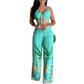 American Cross Border Fashion Casual Summer Wide Leg Outfit Light green