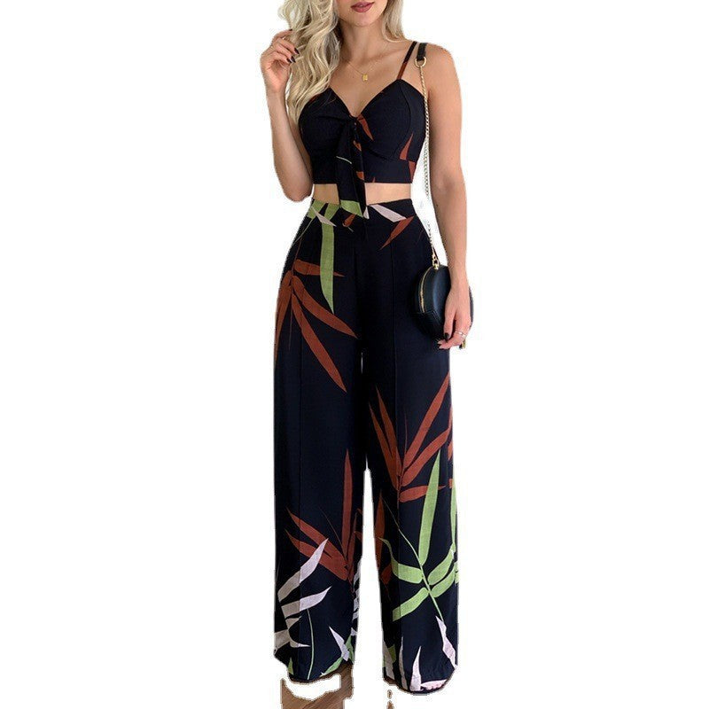 American Cross Border Fashion Casual Summer Wide Leg Outfit Black S