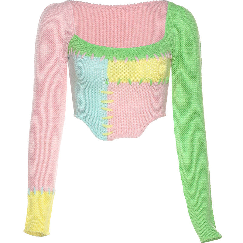 Autumn Winter New Knitted Sweater Irregular Sweet And Spicy Short Top