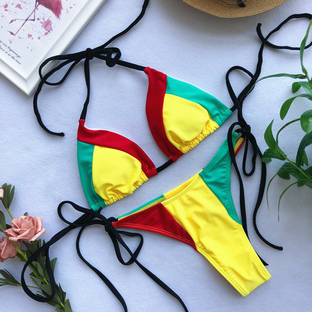 Tropical Stripe String Swimwear
