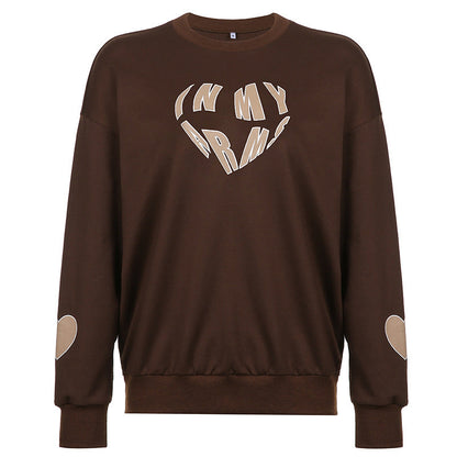 Brown Heart Shaped In My Arms Pullover Brown