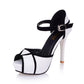 Buckle Strap Fish Mouth Stiletto Shoes White 38